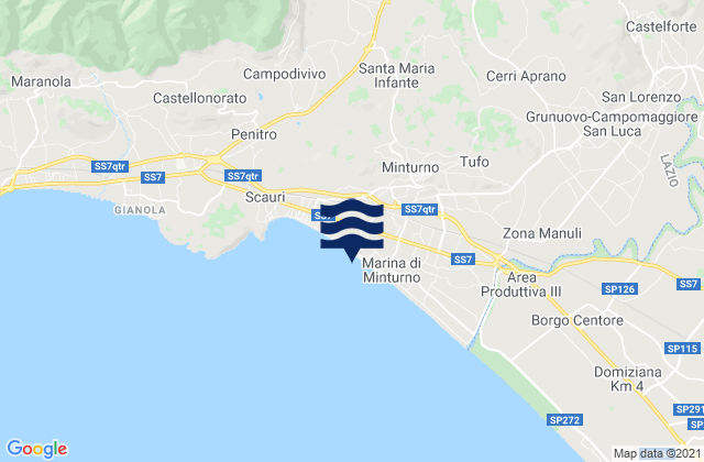 Mappa delle Getijden in Coreno Ausonio, Italy