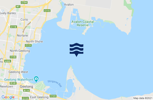 Mappa delle Getijden in Corio Bay, Australia