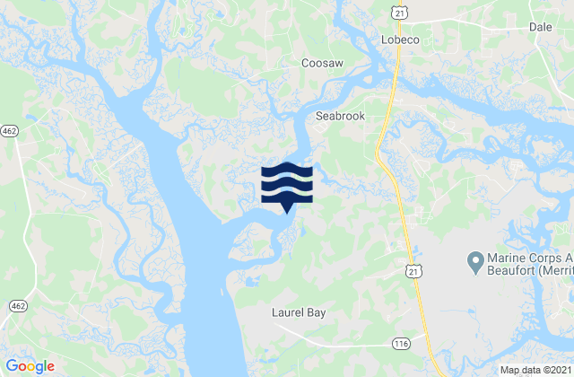 Mappa delle Getijden in Corning Landing Whale Branch, United States