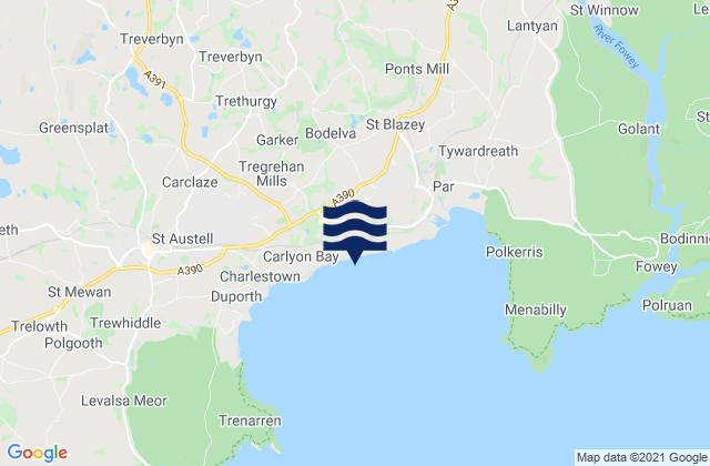 Mappa delle Getijden in Cornwall, United Kingdom