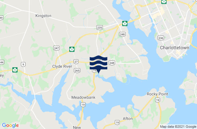 Mappa delle Getijden in Cornwall, Canada