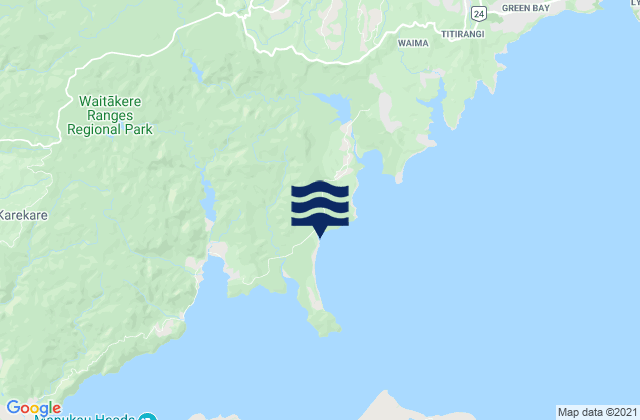 Mappa delle Getijden in Cornwallis Beach, New Zealand