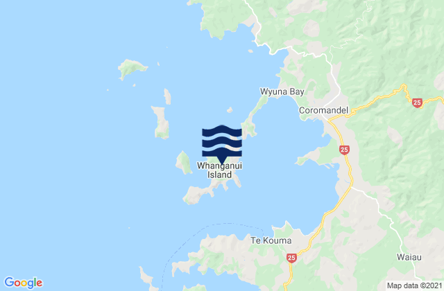 Mappa delle Getijden in Coromandel Harbour - Whanganui Island, New Zealand