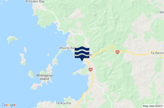 Mappa delle Getijden in Coromandel, New Zealand