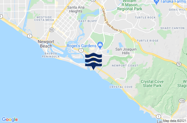 Mappa delle Getijden in Corona del Mar State Beach, United States
