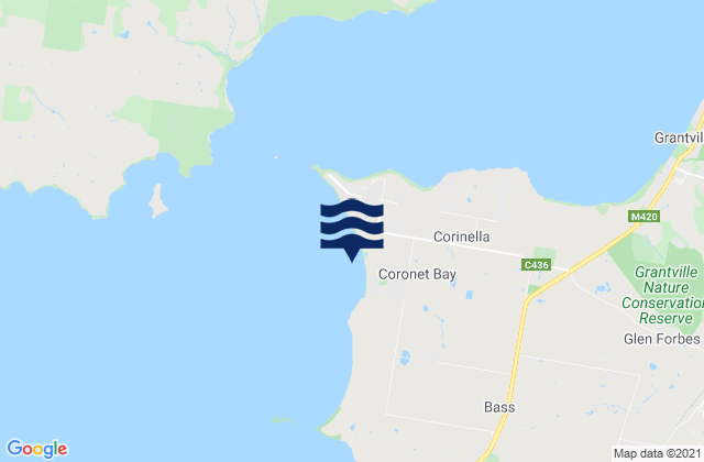 Mappa delle Getijden in Coronet Bay, Australia