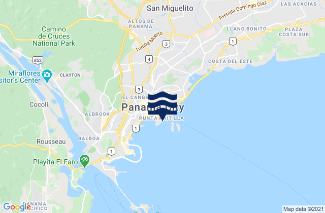 Mappa delle Getijden in Corregimiento San Francisco, Panama