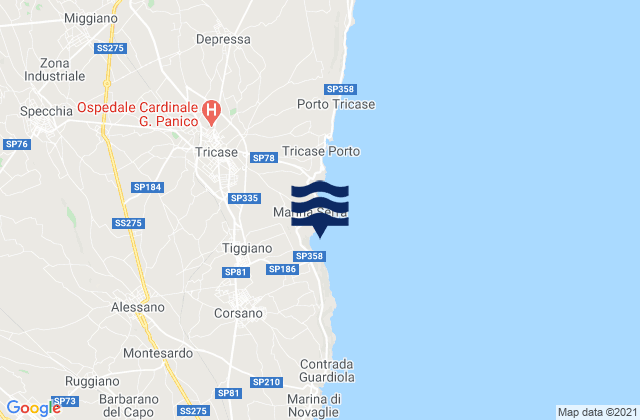 Mappa delle Getijden in Corsano, Italy