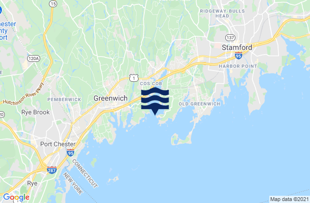 Mappa delle Getijden in Cos Cob Harbor, United States
