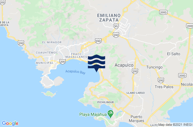 Mappa delle Getijden in Costa Azul, Mexico