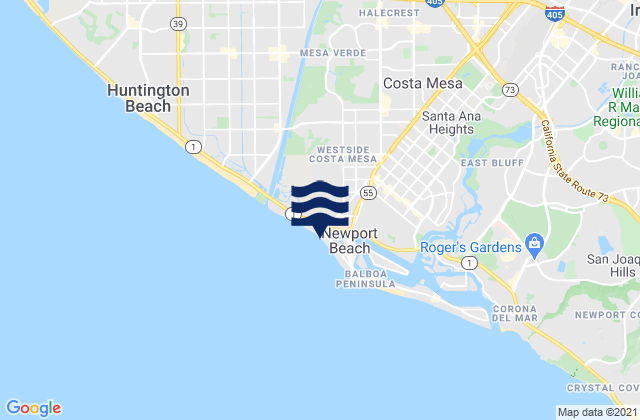 Mappa delle Getijden in Costa Mesa, United States