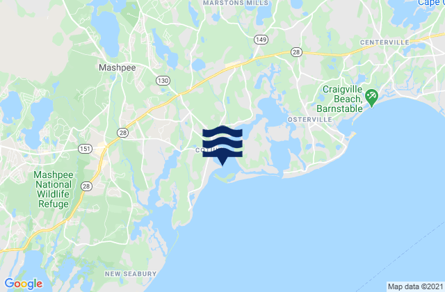 Mappa delle Getijden in Cotuit Bay entrance (Bluff Point), United States