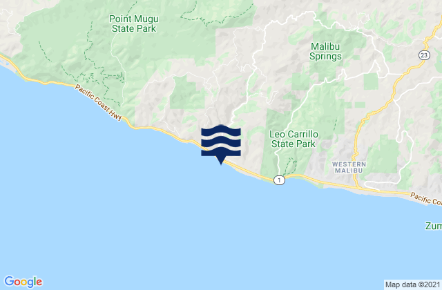 Mappa delle Getijden in County Line/Yerba Buena Beach, United States