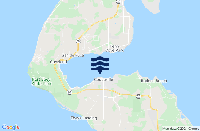 Mappa delle Getijden in Coupeville (Penn Cove Whidbey Island), United States