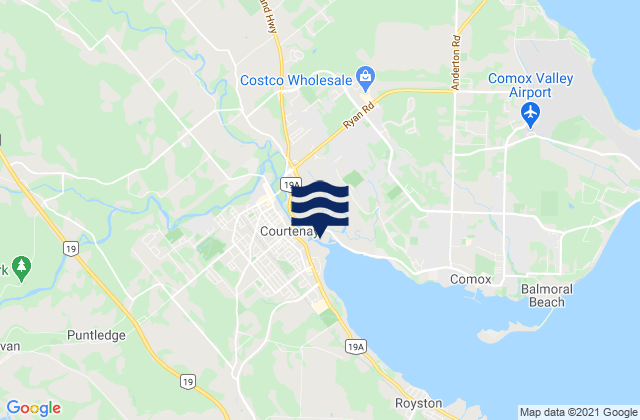 Mappa delle Getijden in Courtenay, Canada