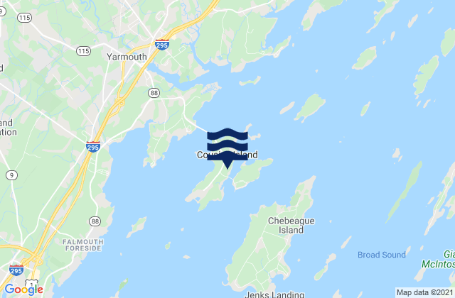 Mappa delle Getijden in Cousins Island, United States
