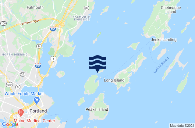 Mappa delle Getijden in Cow Island, United States
