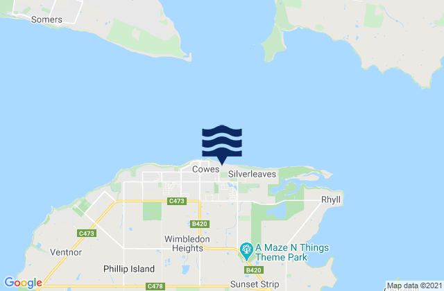 Mappa delle Getijden in Cowes Jetty, Australia