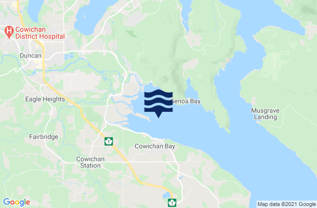 Mappa delle Getijden in Cowichan Bay, Canada