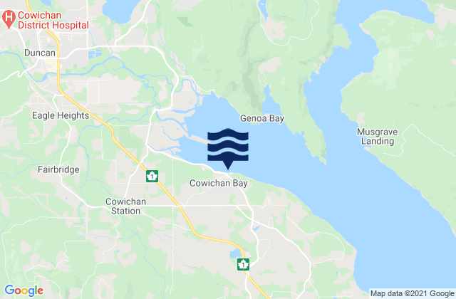 Mappa delle Getijden in Cowichan Bay, Canada