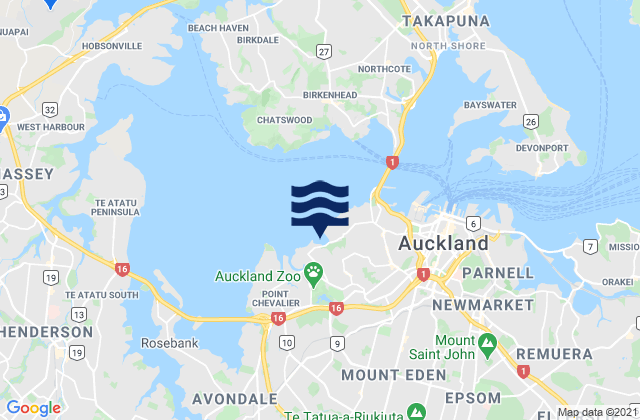 Mappa delle Getijden in Coxs Bay, New Zealand