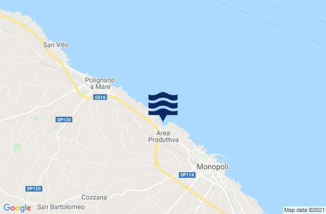 Mappa delle Getijden in Cozzana, Italy