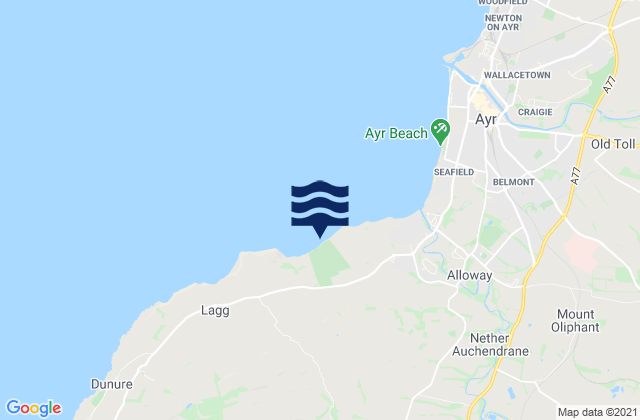 Mappa delle Getijden in Craig Tara Beach, United Kingdom