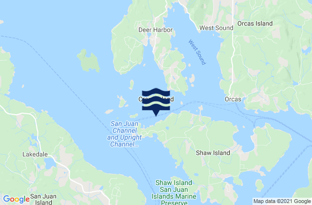Mappa delle Getijden in Crane Island south of Wasp Passage, United States