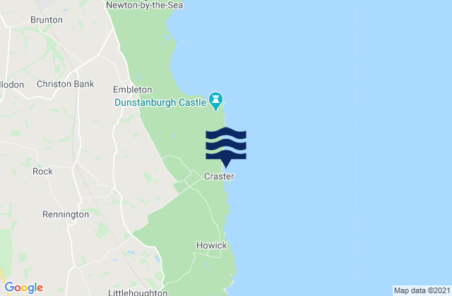 Mappa delle Getijden in Craster Beach, United Kingdom