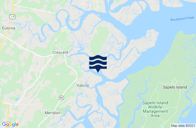 Mappa delle Getijden in Creighton Narrows Entrance (Crescent River), United States