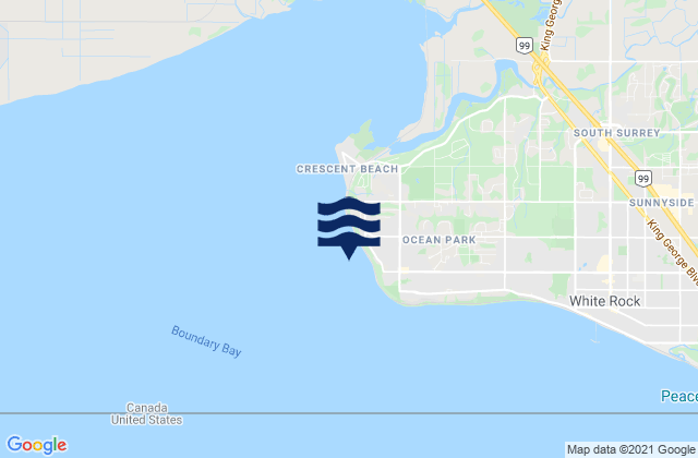 Mappa delle Getijden in Crescent Beach, Canada
