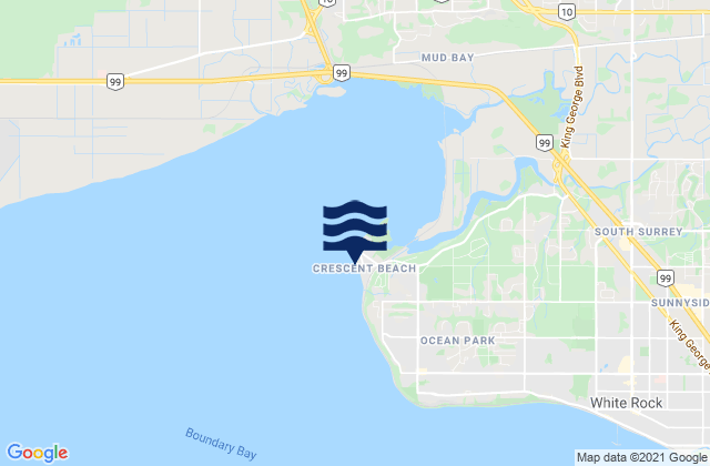 Mappa delle Getijden in Crescent Beach Vancouver, Canada