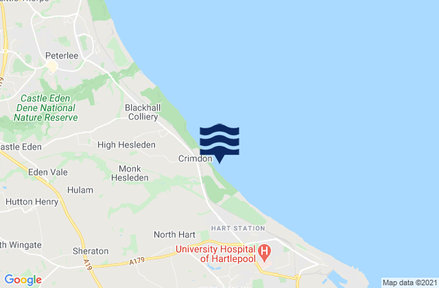 Mappa delle Getijden in Crimdon Park Beach, United Kingdom