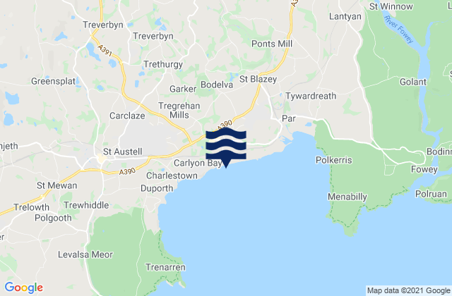 Mappa delle Getijden in Crinnis Beach, United Kingdom