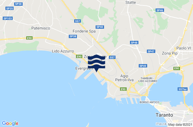 Mappa delle Getijden in Crispiano, Italy