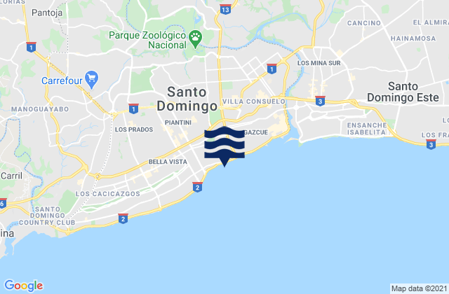 Mappa delle Getijden in Cristo Rey, Dominican Republic