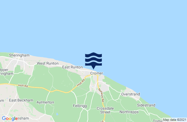 Mappa delle Getijden in Cromer Beach, United Kingdom