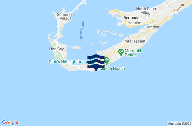 Mappa delle Getijden in Cross Bay Beach, Bermuda
