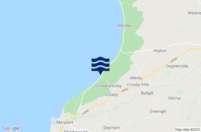 Mappa delle Getijden in Crosscannonby Beach, United Kingdom