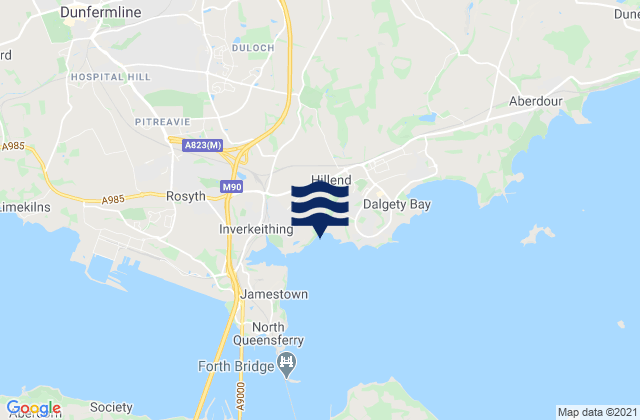 Mappa delle Getijden in Crossgates, United Kingdom