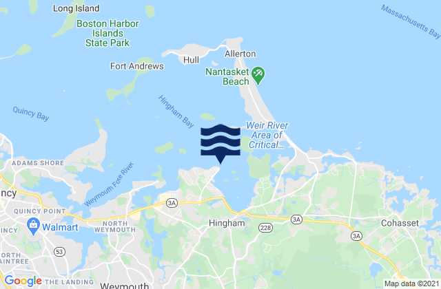 Mappa delle Getijden in Crow Point (Hingham Harbor Entrance), United States