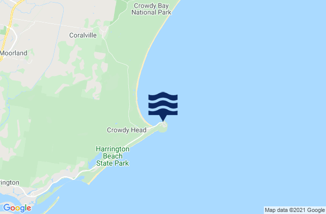 Mappa delle Getijden in Crowdy Head, Australia