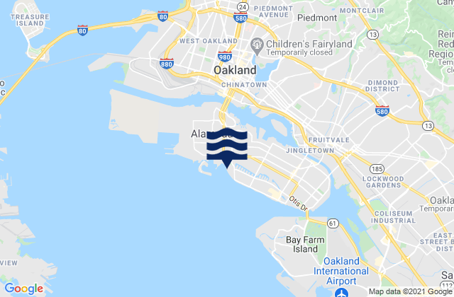 Mappa delle Getijden in Crown Memorial State Beach, United States