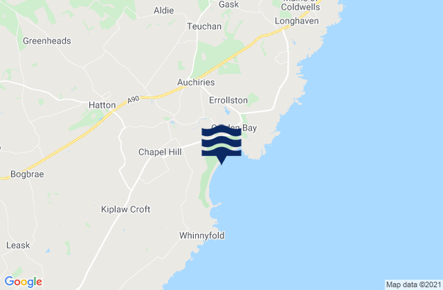 Mappa delle Getijden in Cruden Bay Beach, United Kingdom