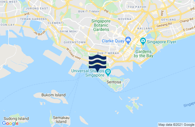 Mappa delle Getijden in Cruise Bay, Singapore