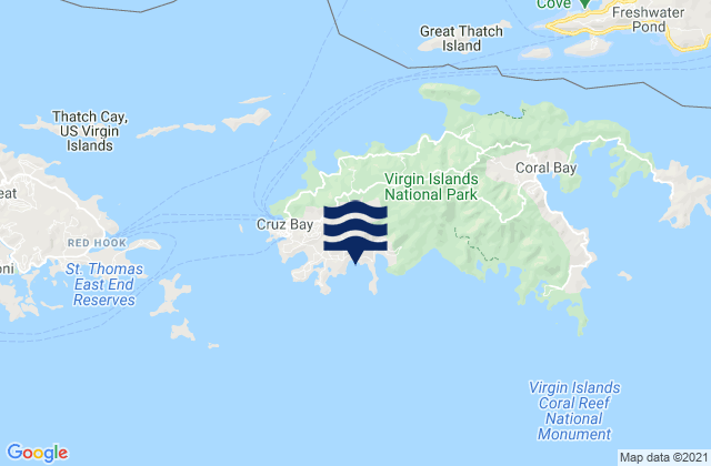 Mappa delle Getijden in Cruz Bay, U.S. Virgin Islands