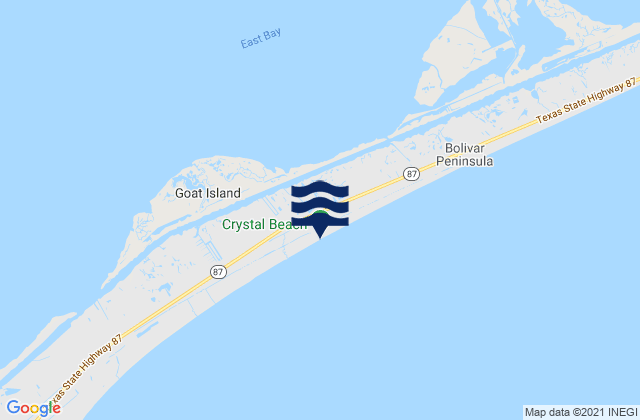 Mappa delle Getijden in Crystal Beach, United States