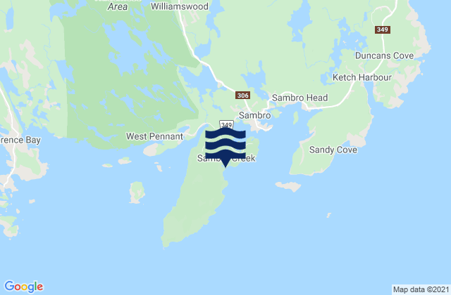 Mappa delle Getijden in Crystal Crescent Beach, Canada