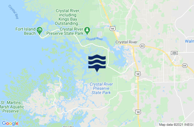 Mappa delle Getijden in Crystal River, United States