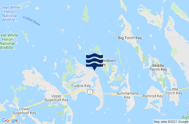 Mappa delle Getijden in Cudjoe Key northeast side Kemp Channel, United States